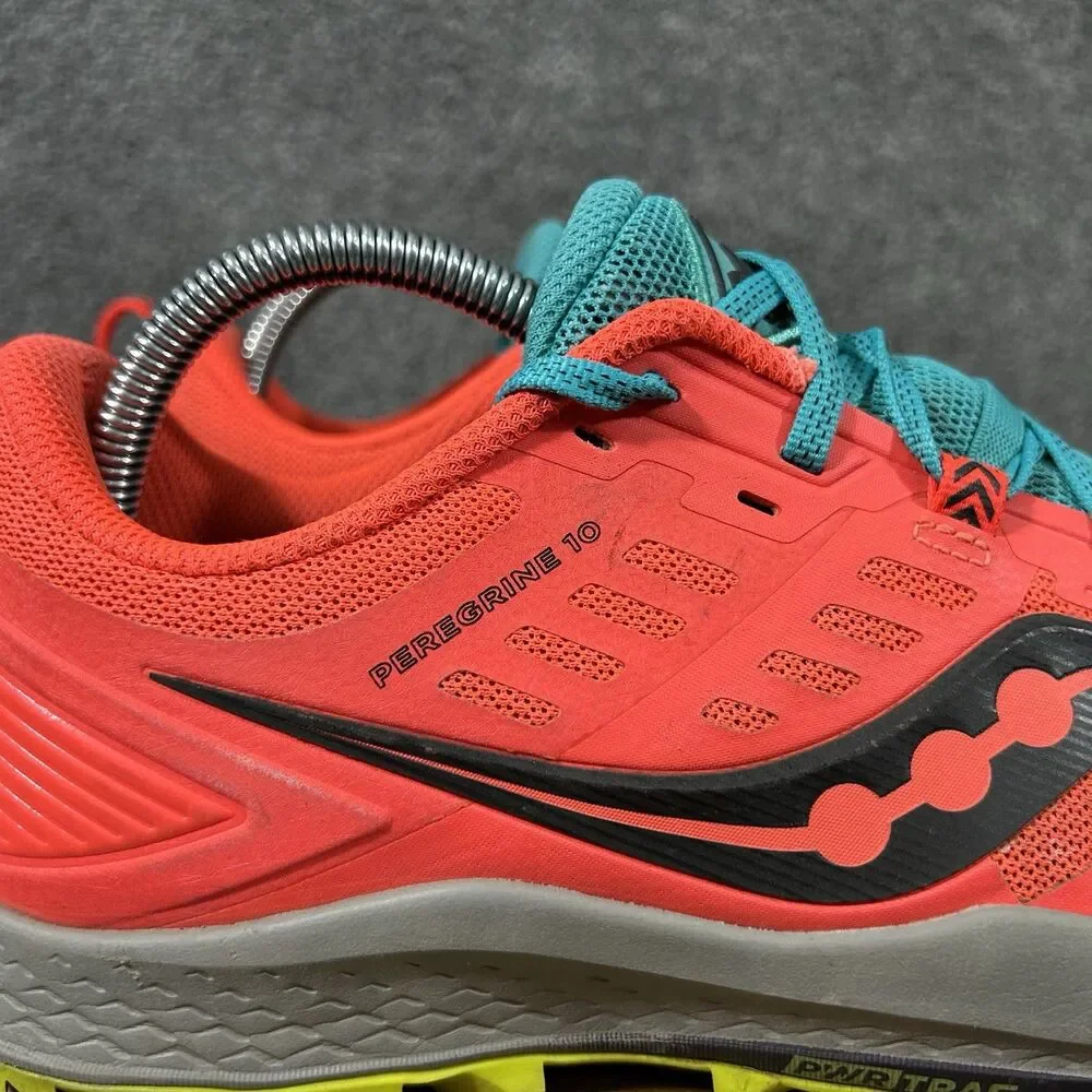 Saucony Peregrine 10 Mens Size 9 Red Teal Running Hiking Trail Shoes Used